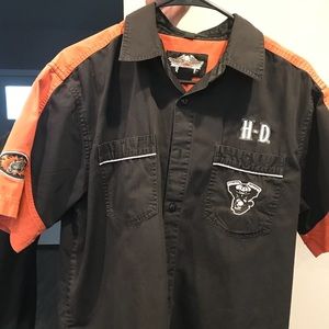 Harley Men’s Black and Orange Shirt